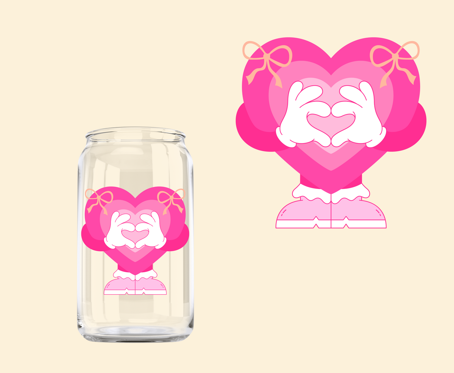 Pink retro heart Cutie UV-DTF Decal