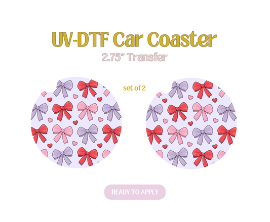 Pinky Bows UV-DTF Car Coaster