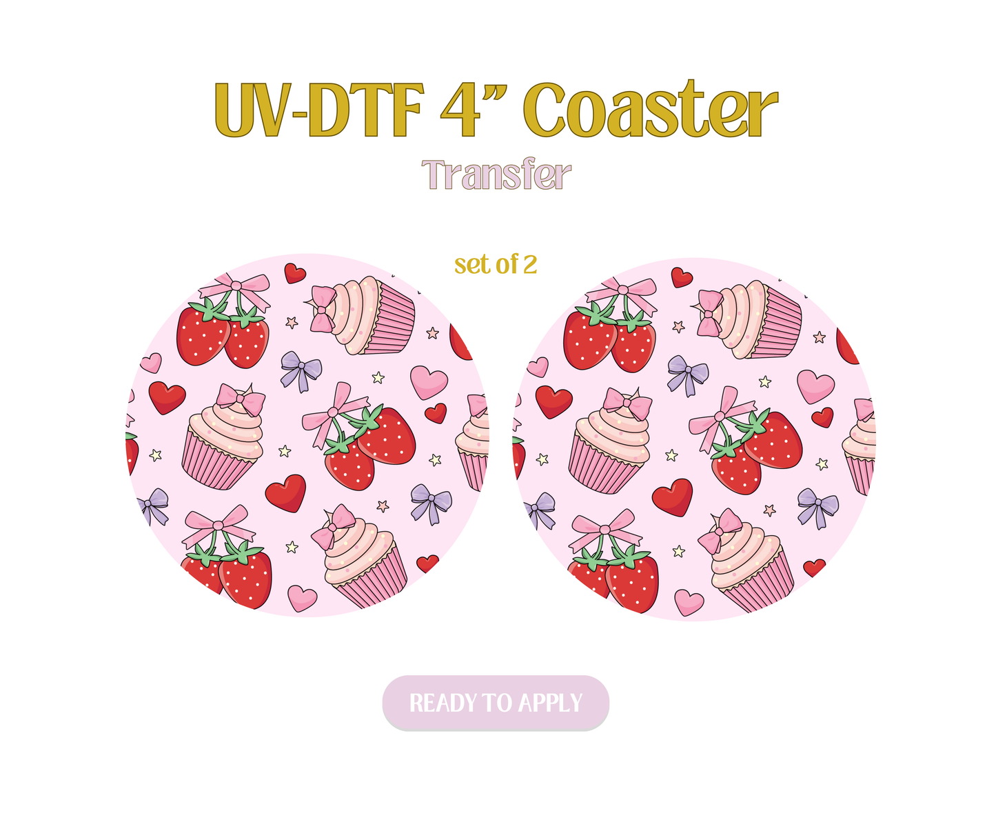 Pinky Cupcakes and Berries UV-DTF 4" Coaster