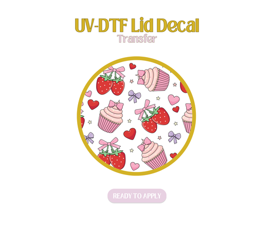 Pinky Cupcakes and Berries UV-DTF Lid Decal