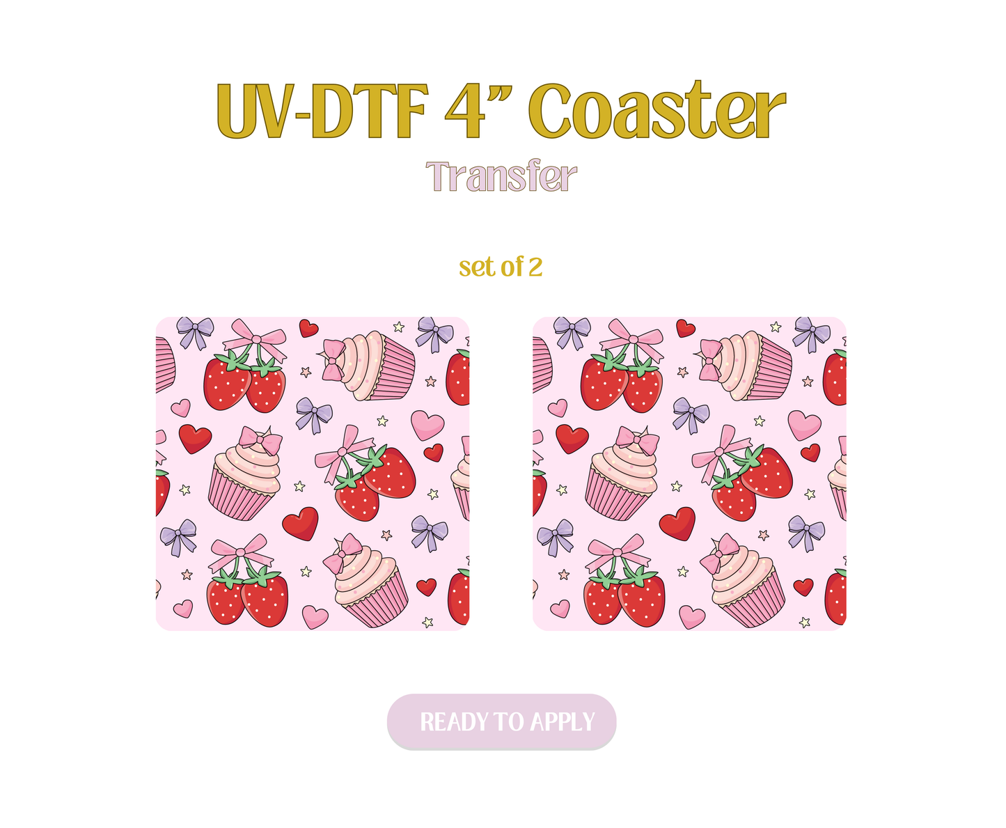 Pinky Cupcakes and Berries UV-DTF 4" Coaster