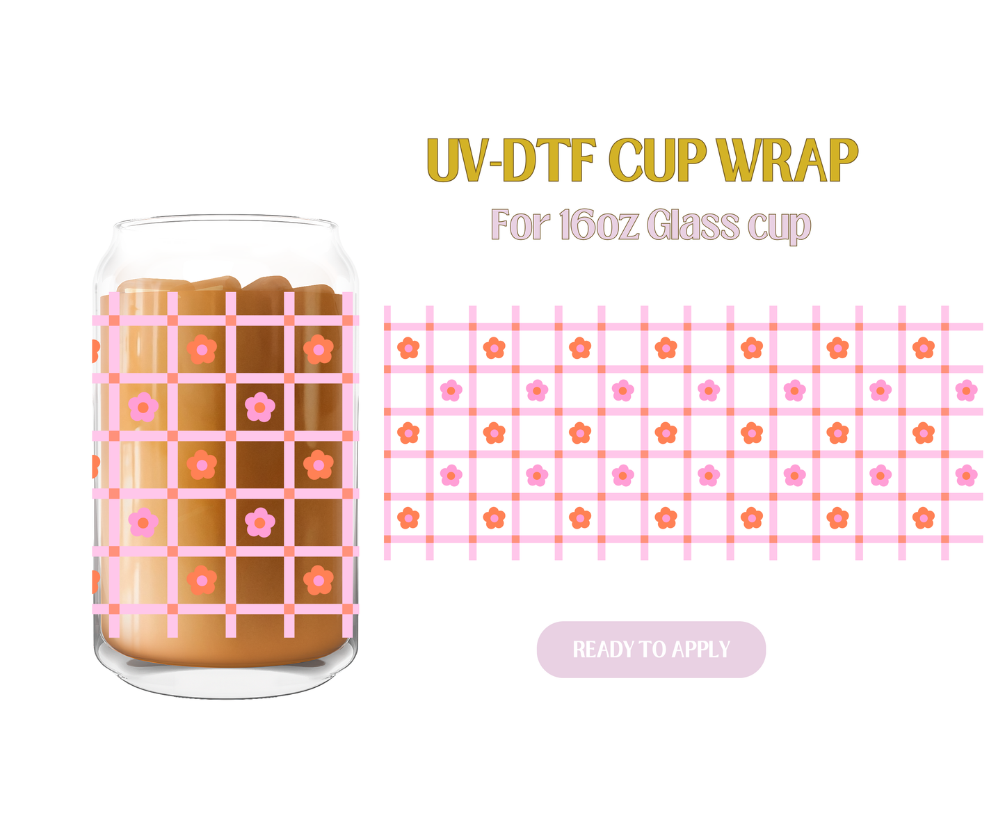 Plaid Daisies Pink UV-DTF Wrap