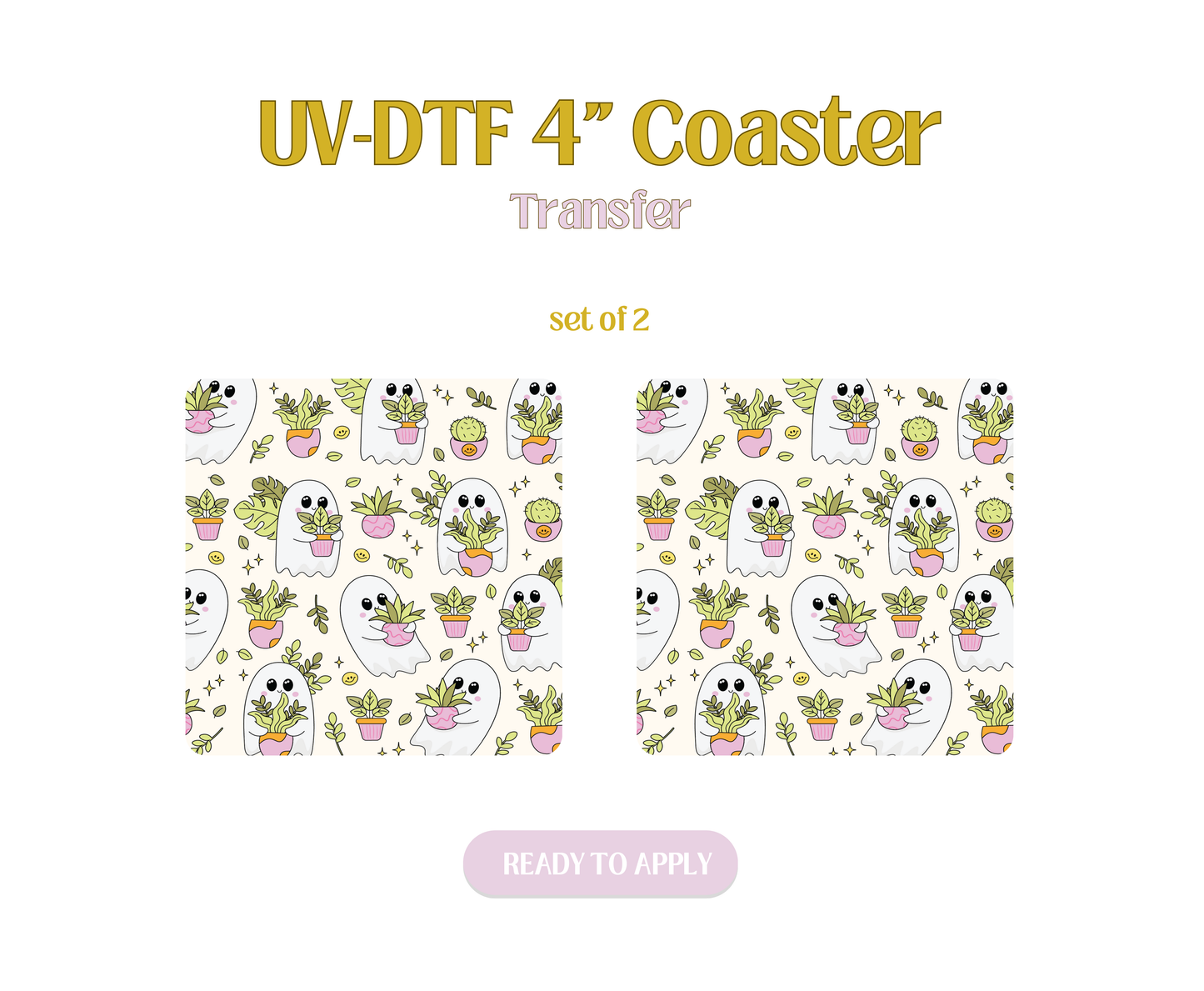 Plants and Cute Ghosties UV-DTF 4" Coaster