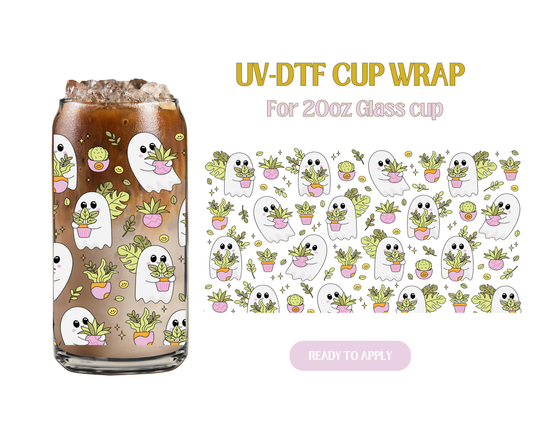 Plants and Cute Ghosties 20oz UV-DTF Wrap