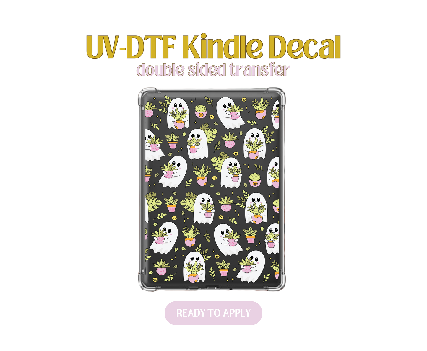 Plants and Cute Ghosties UV-DTF Kindle Decals