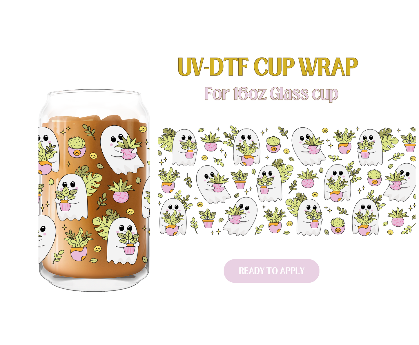 Plants anf Cute Ghosties UV-DTF Wrap