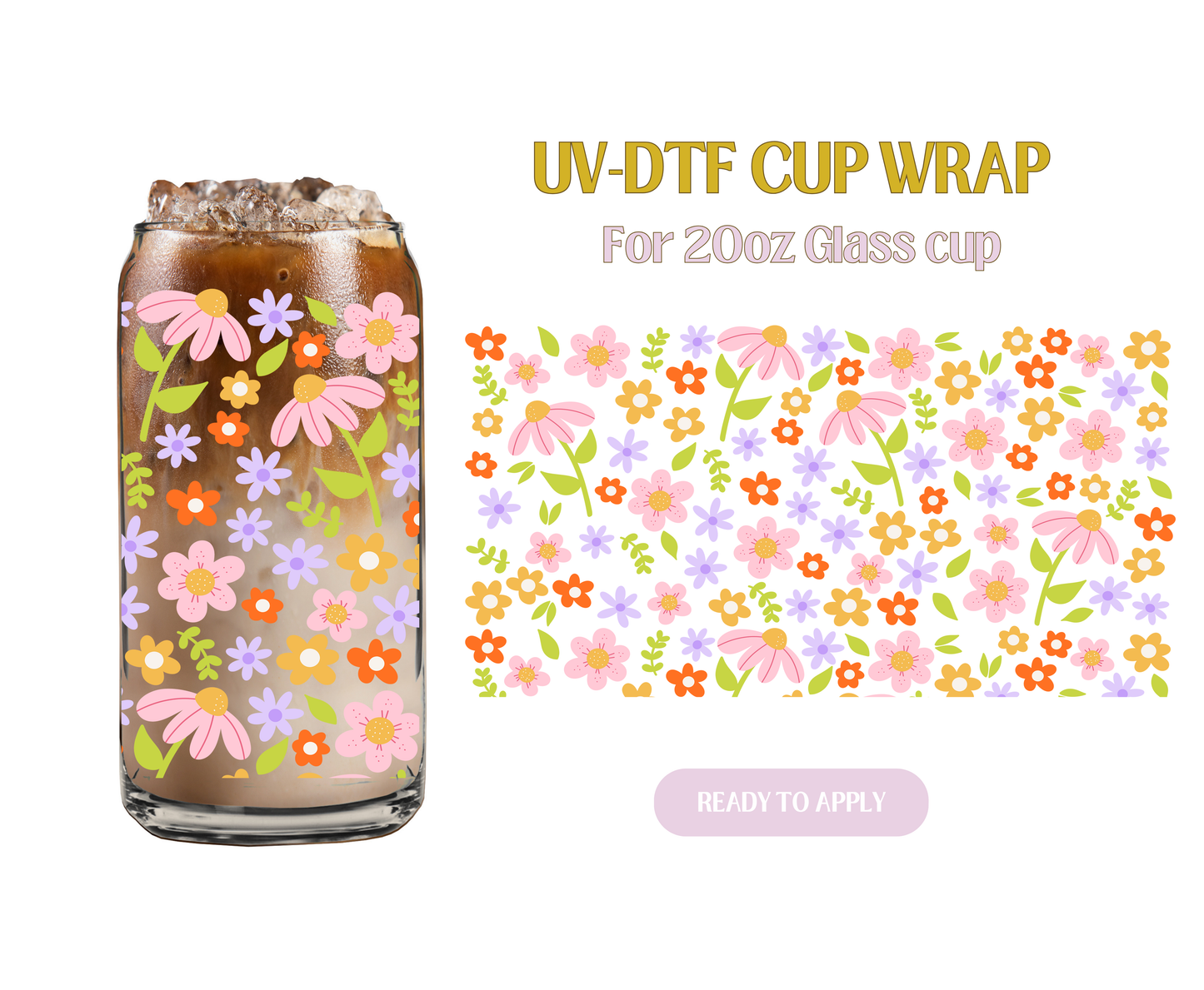 Pretty Florals 20oz UV-DTF Wrap