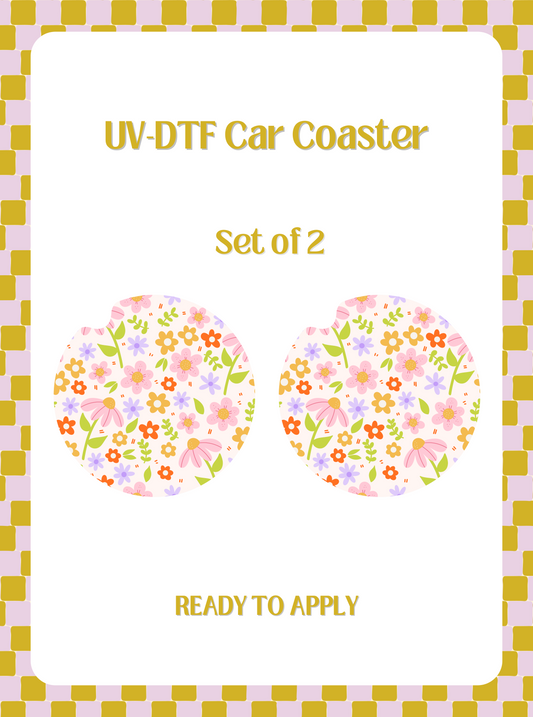 Pretty Florals UV-DTF Car Coaster