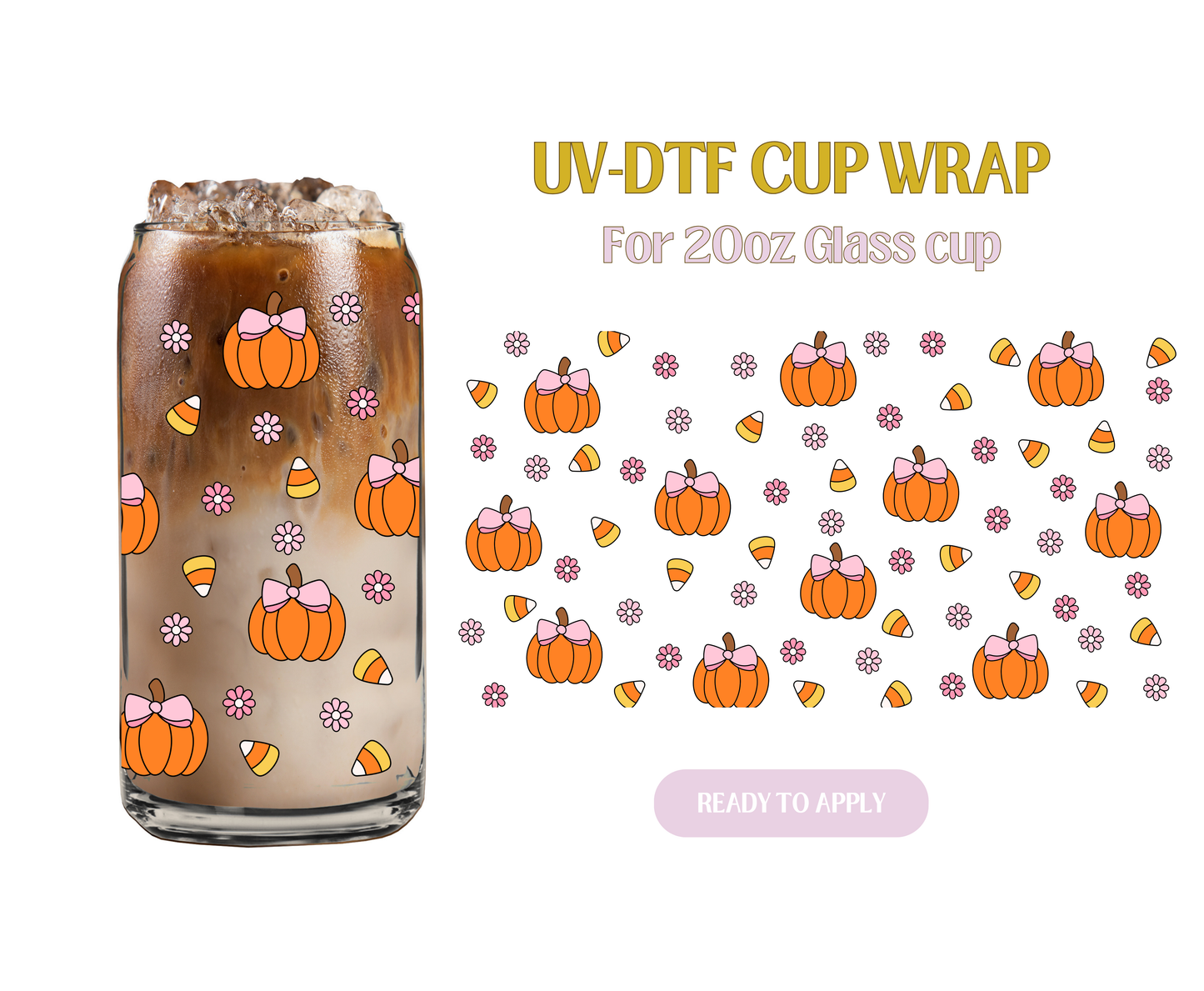 Pumpkin Candy Corn 20oz UV-DTF Wrap