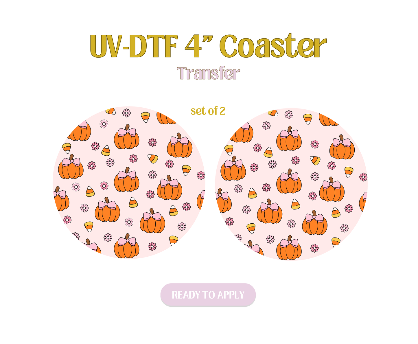 Pumpkin Candy Corn UV-DTF 4" Coaster