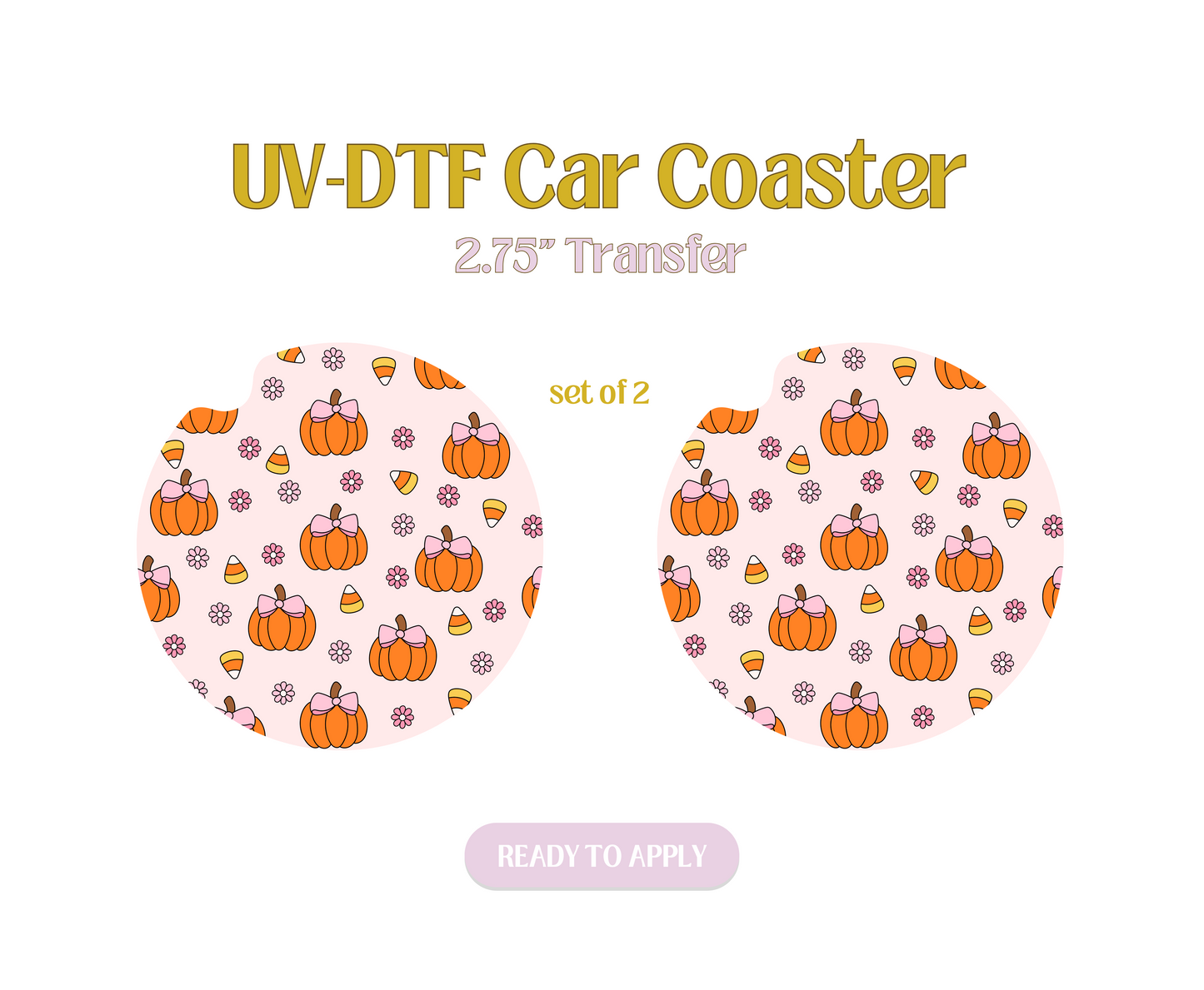 Pumpkin Candy Corn UV-DTF Car Coaster
