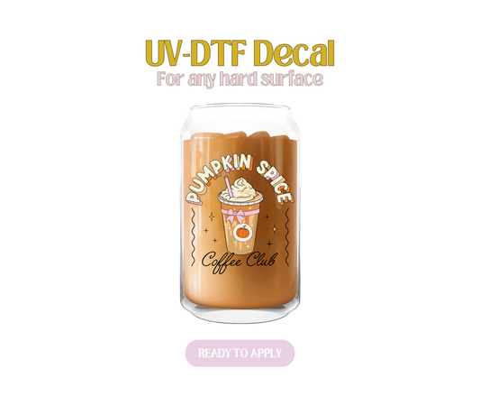 Pumpkin Spice Coffee Club UV-DTF Decal