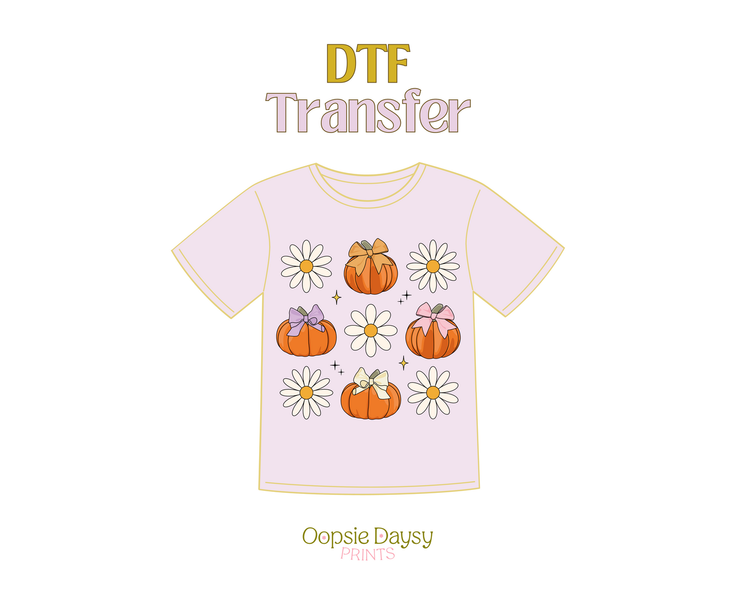 Pumpkins & White Flowers DTF Transfer