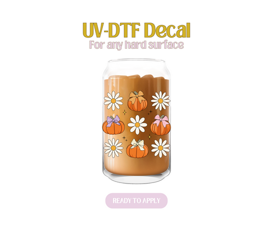 Pumpkins & White Flowers UV-DTF Decal