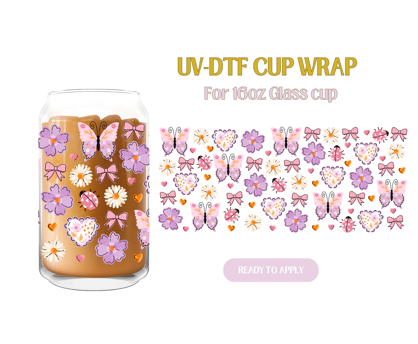 Purple Light Pink Butterfly UV-DTF Wrap