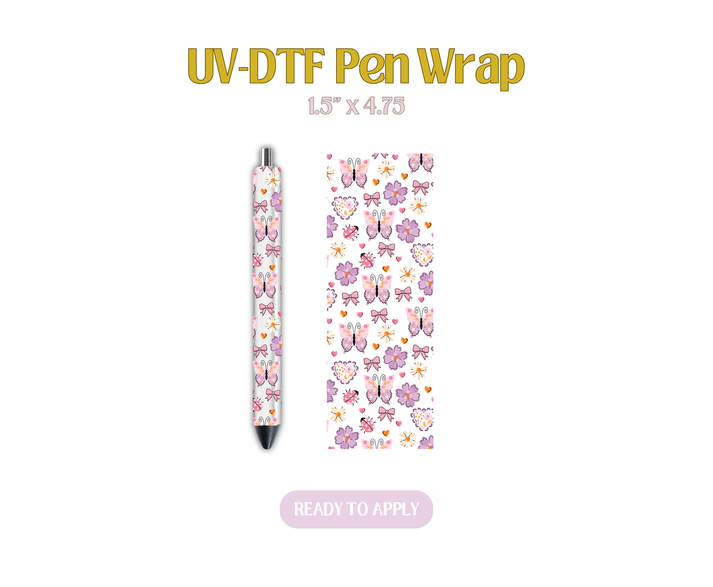 Purple Light Pink Butterfly UV-DTF Pen Wraps