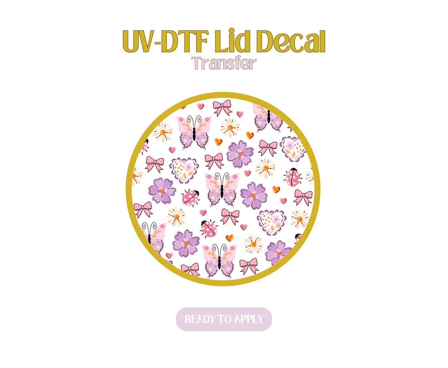 Purple Light Pink Butterfly UV-DTF Lid Decal
