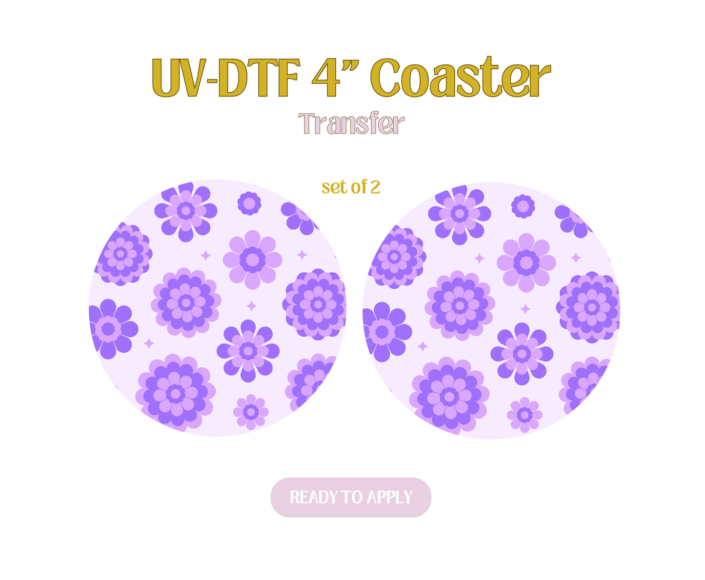 Purple Marigolds UV-DTF 4" Coaster