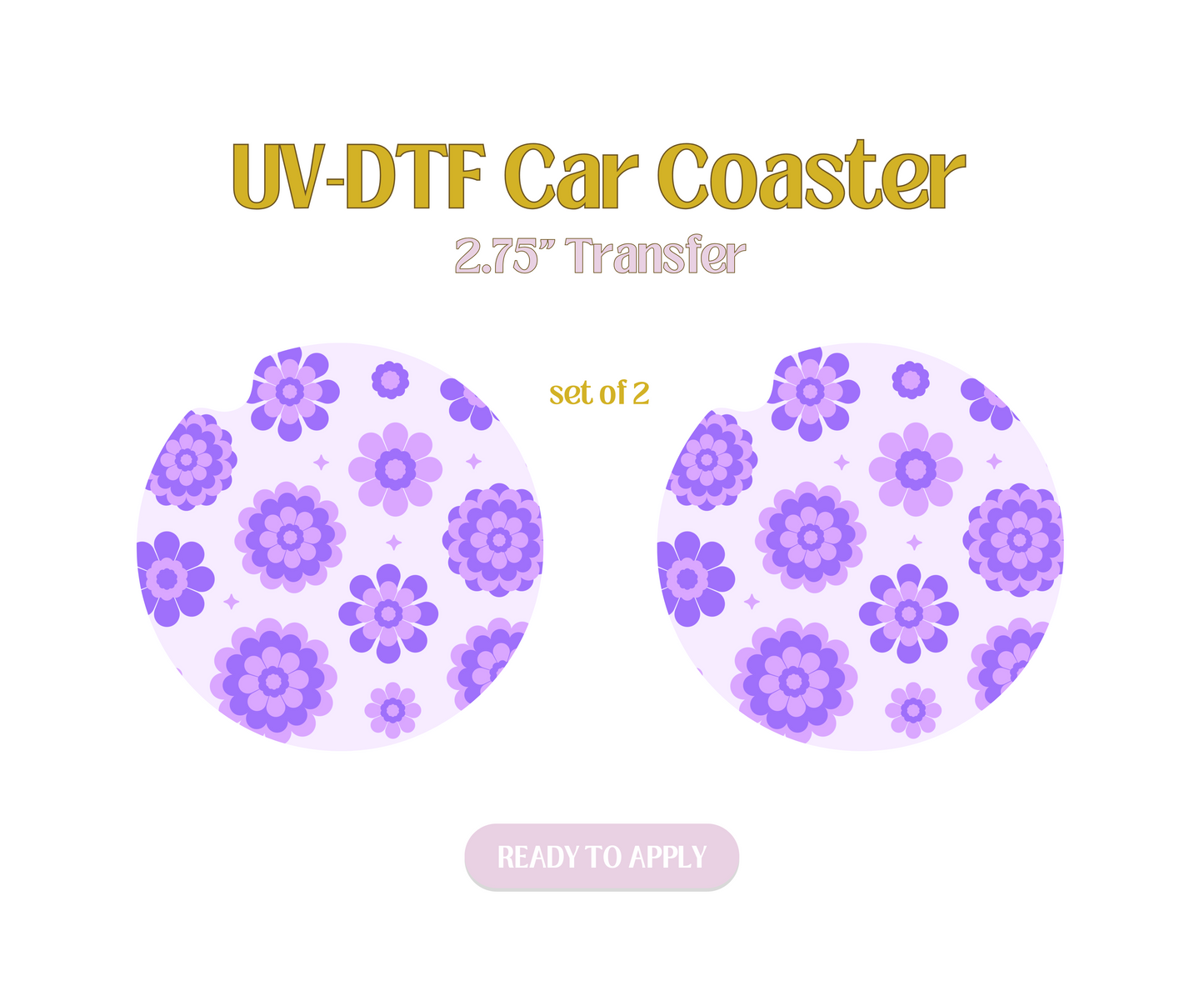 Purple Marigolds UV-DTF Car Coaster