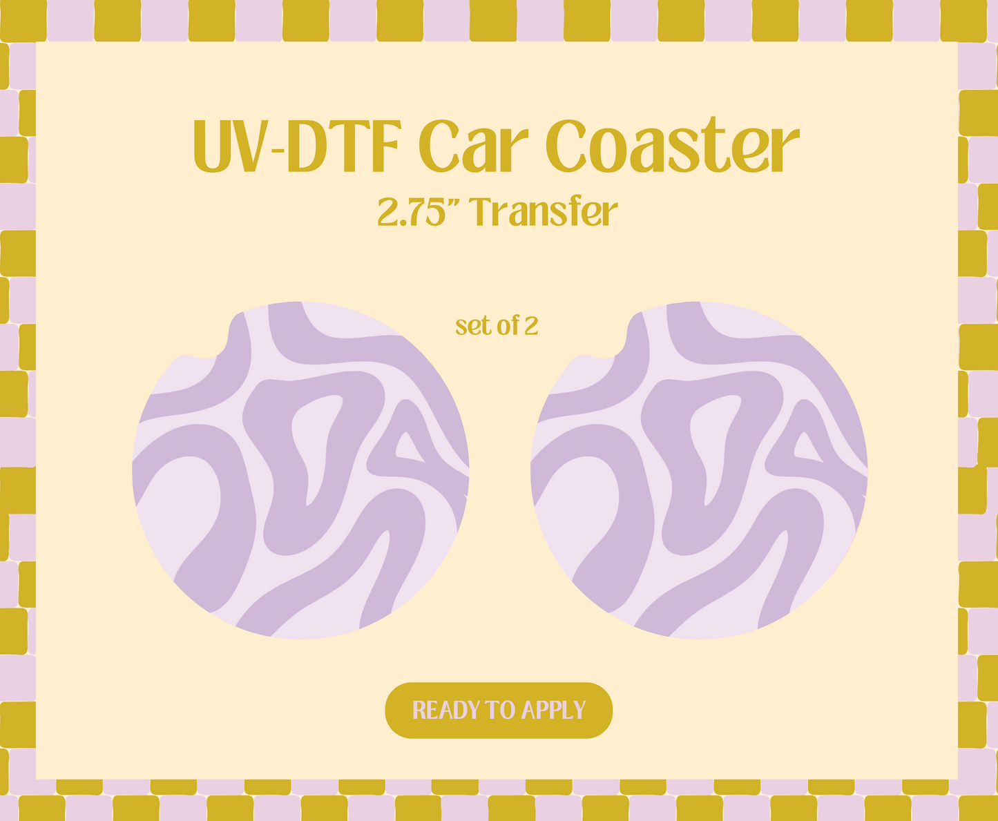 Purple Swirl UV-DTF Car Coaster