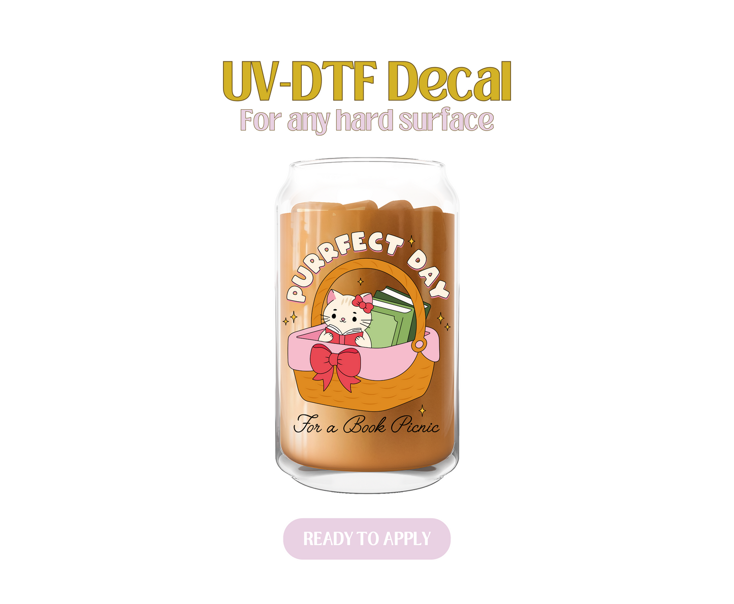 Purrfect Day For a Book Picnic UV-DTF Decal