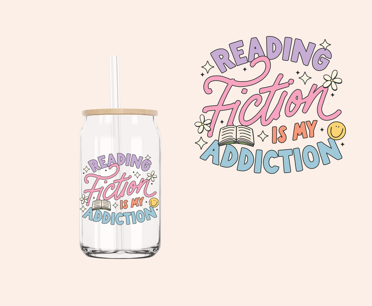 Reading fiction is my addiction UV-DTF Decal