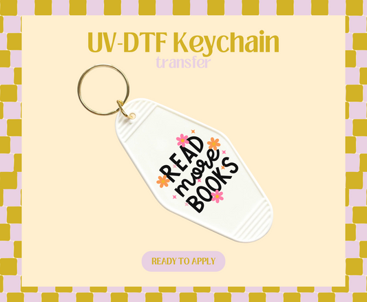 Read More Books Floral UV-DTF Keychain