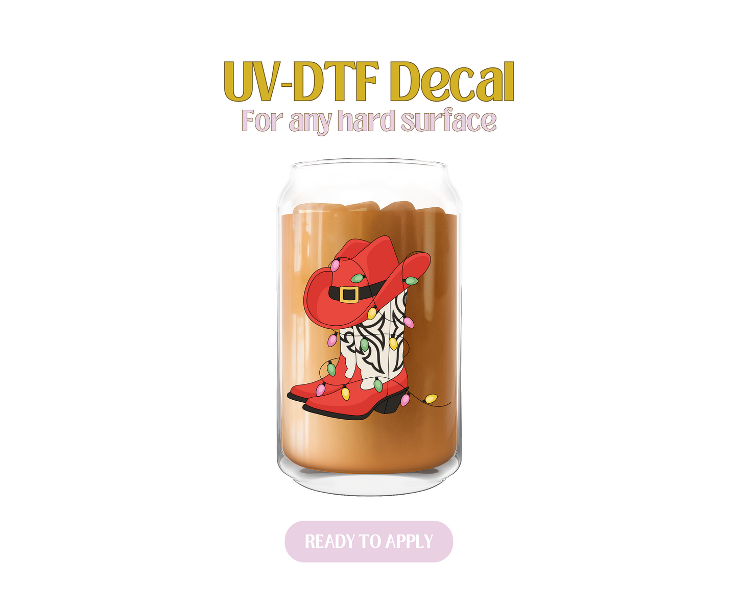 Red Christmas Boot UV-DTF Decal