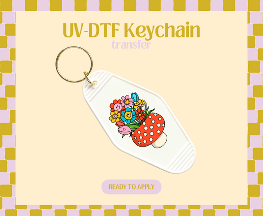 Red mushie vase UV-DTF Keychain