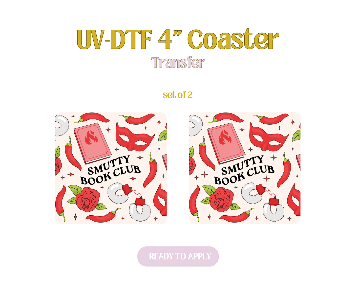 Red Smutty Book Club UV-DTF 4" Coaster