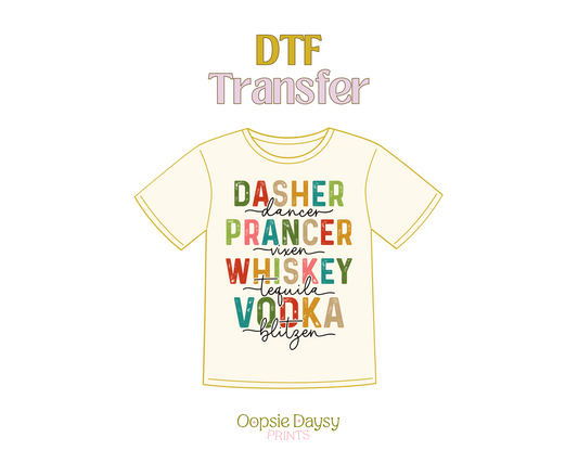 Reindeer and Drinks DTF Transfer