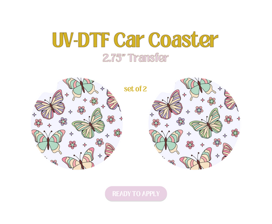 Take a Deep Breath Butterfly UV-DTF Car Coaster