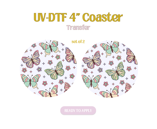 Take a Deep Breath Butterfly UV-DTF 4" Coaster