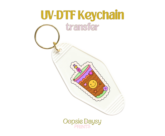 Retro Adorbs Coffee Cup UV-DTF Keychain