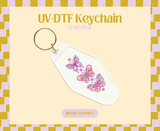 Retro Butterflies UV-DTF Keychain