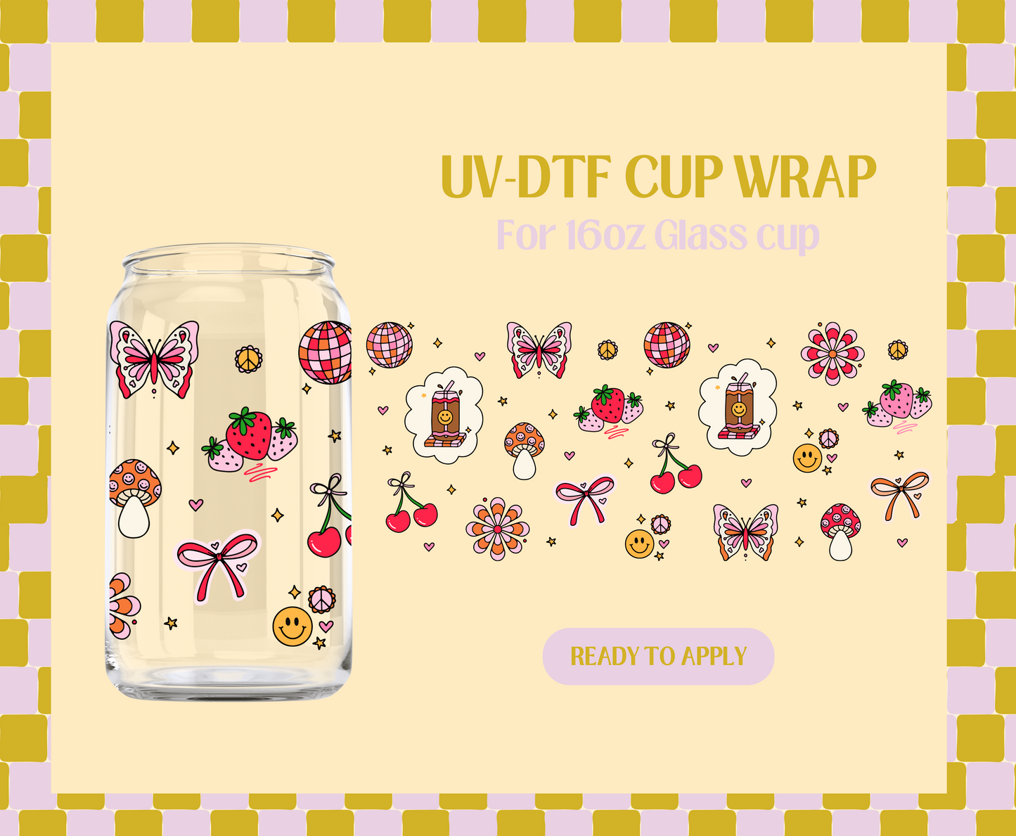 Retro doodle cuties UV-DTF Wrap