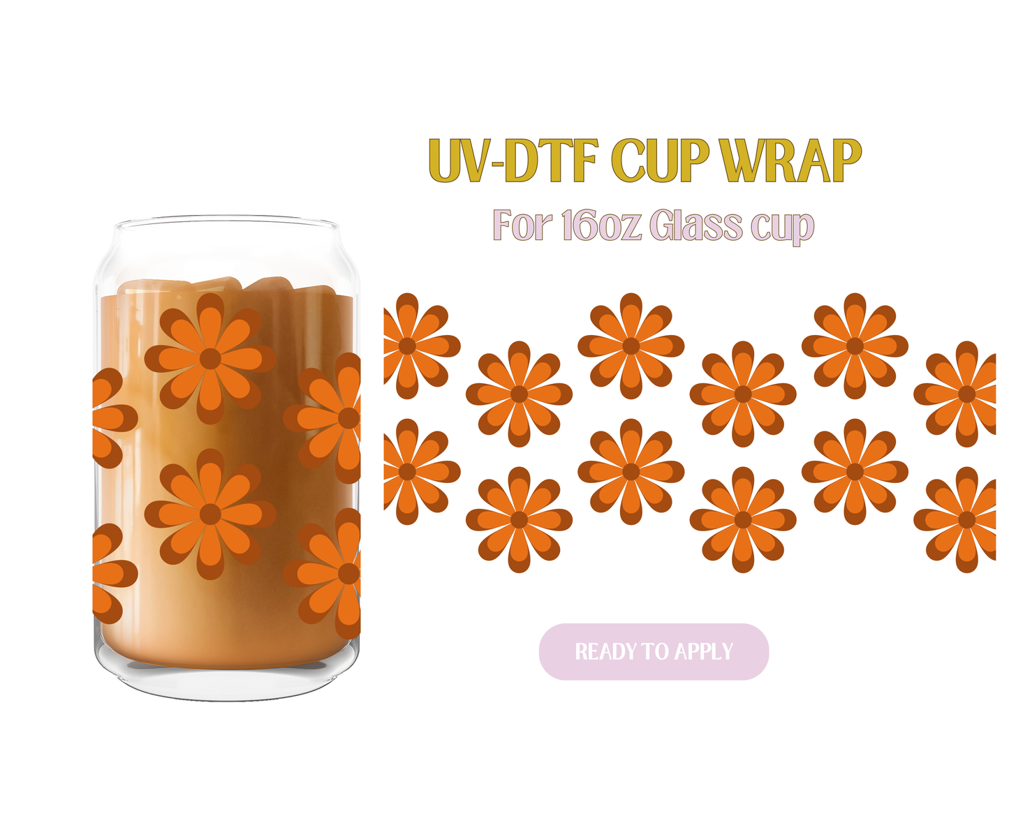 Retro Brown Flowers UV-DTF Wrap