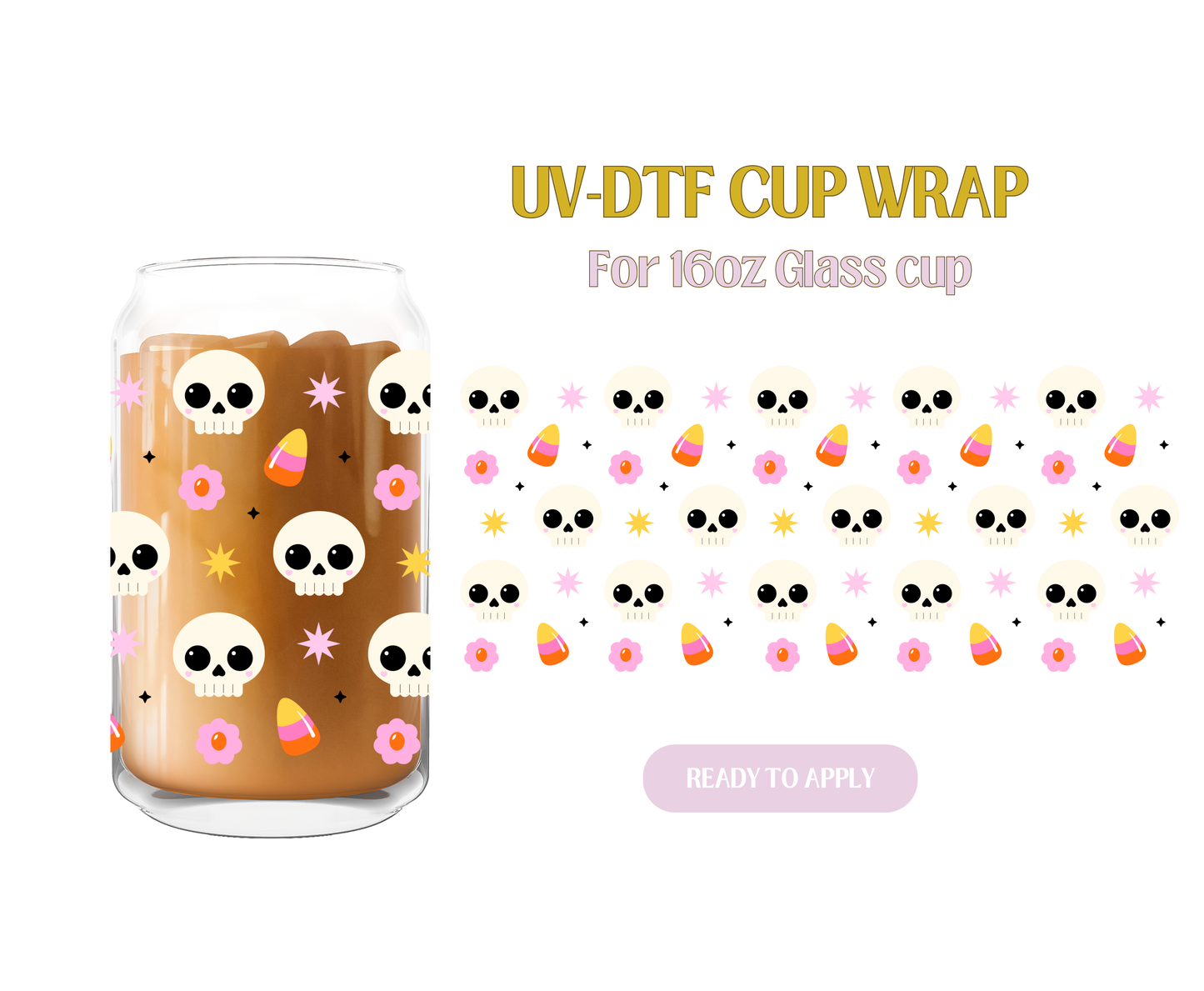 Retro Halloween Skulls UV-DTF Wrap