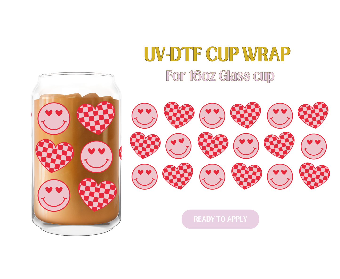 Retro Hearts and Lovely Smiles UV-DTF Wrap