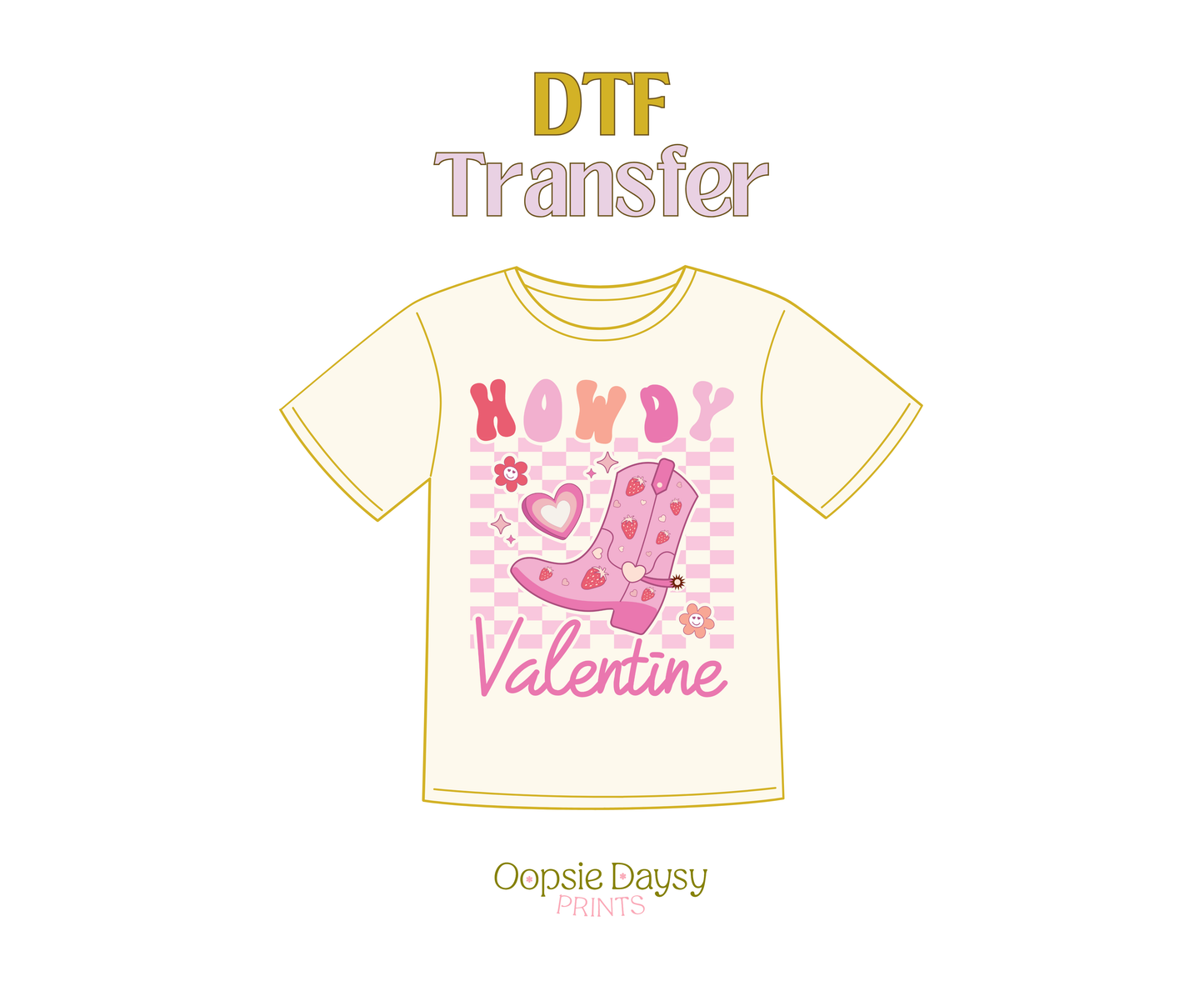 Retro Howdy Valentine Boot DTF Transfer