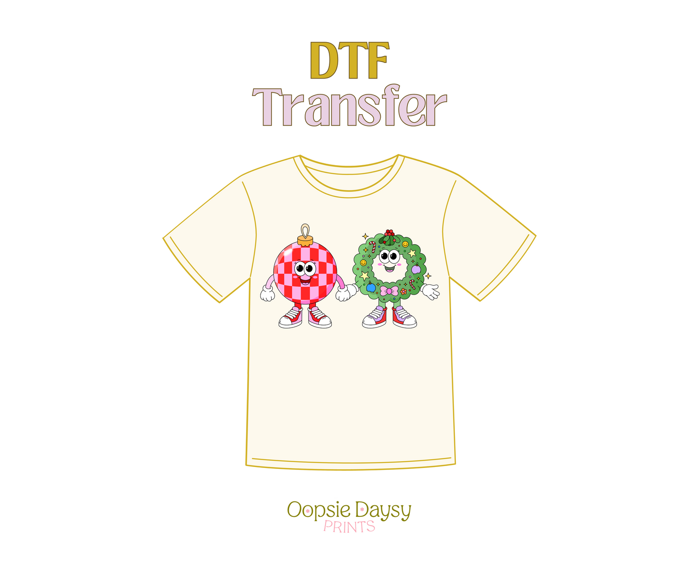 Retro Ornament Wreath Characters DTF Transfer