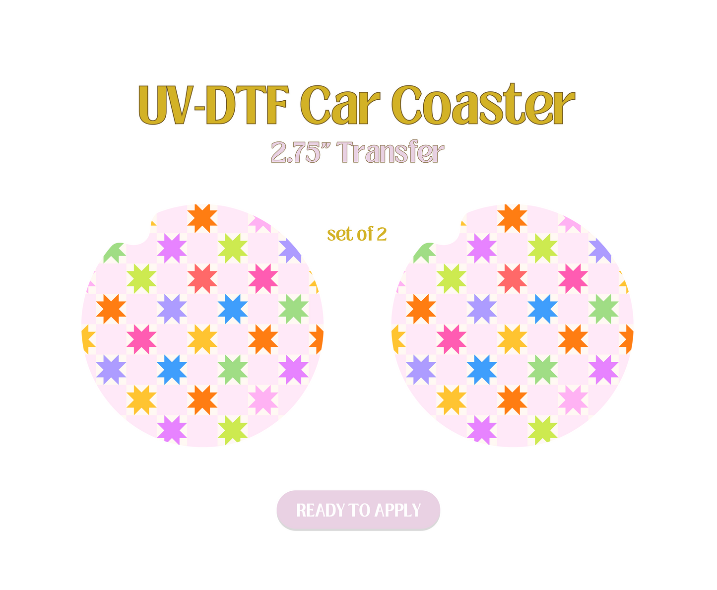Retro Quilt Checkered Colorful UV-DTF Car Coaster