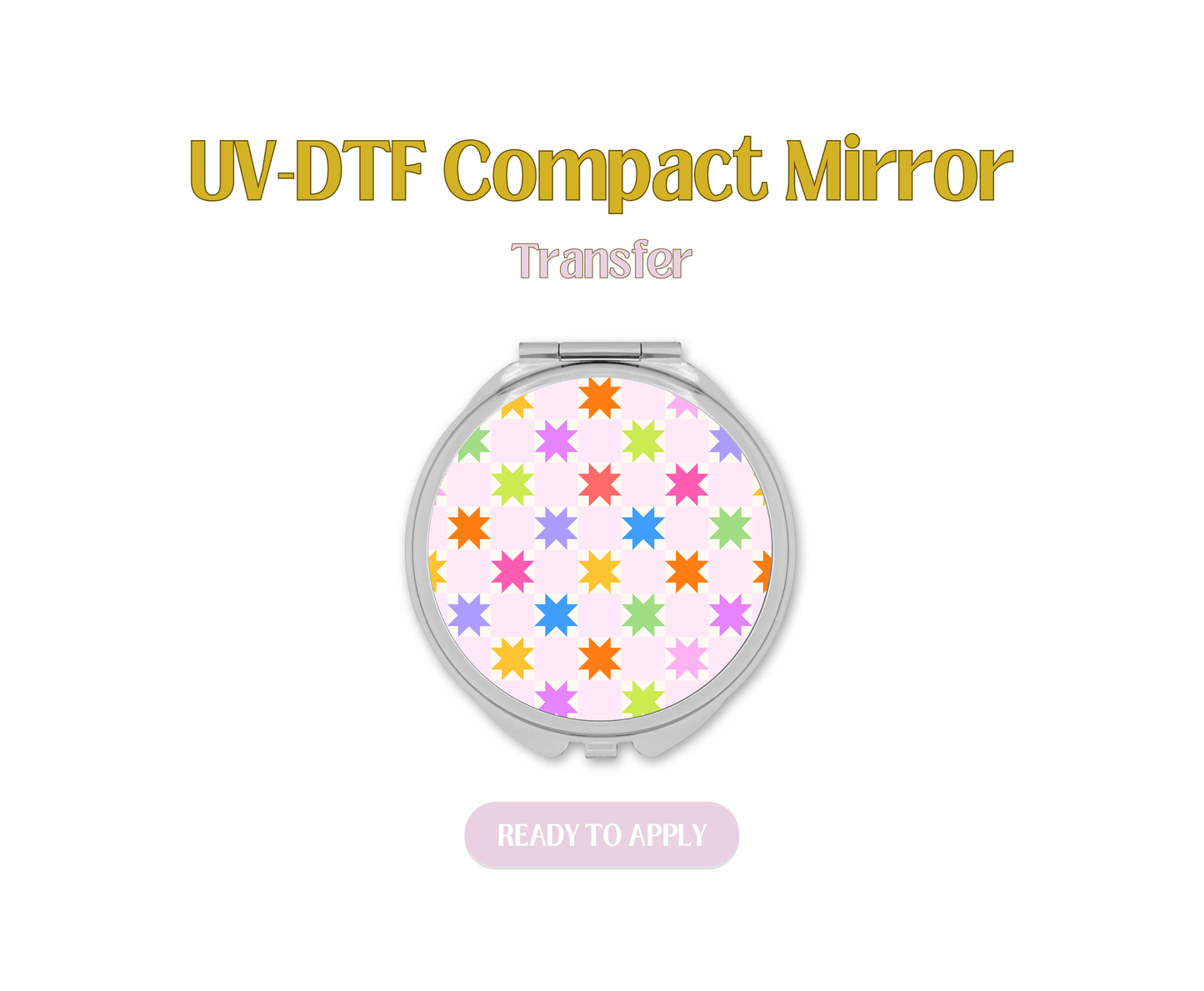 Retro Quilt Checkered Colorful UV-DTF Compact Mirror