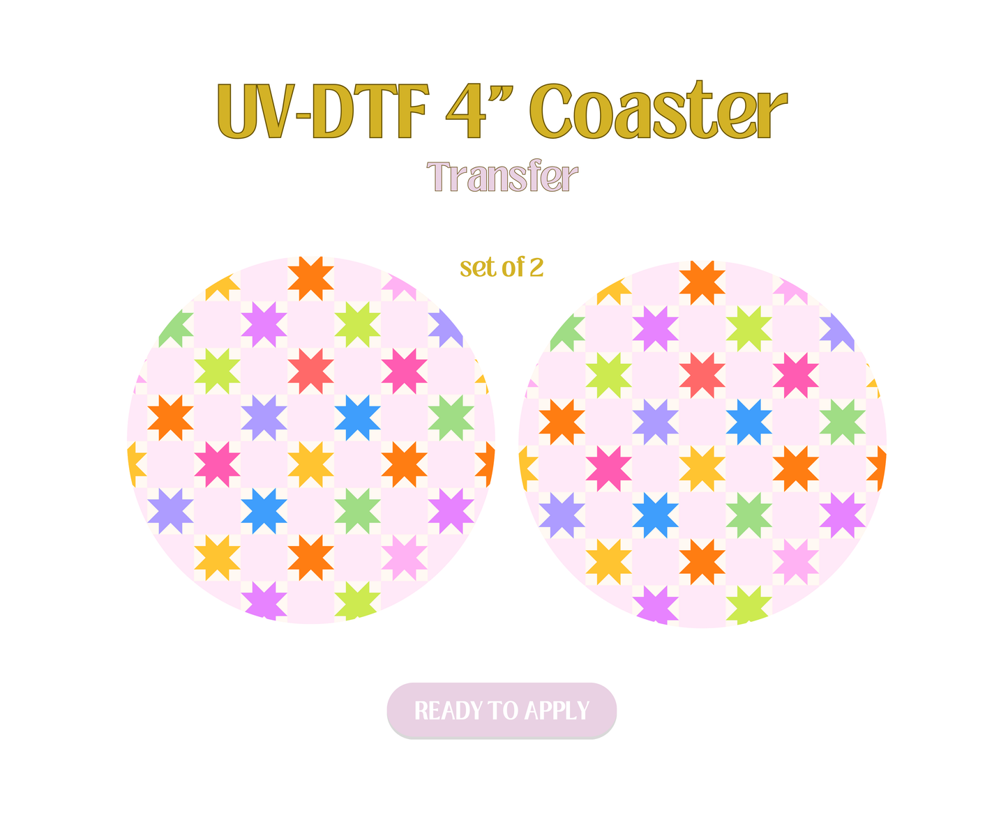 Retro Quilt Checkered Colorful UV-DTF 4" Coaster