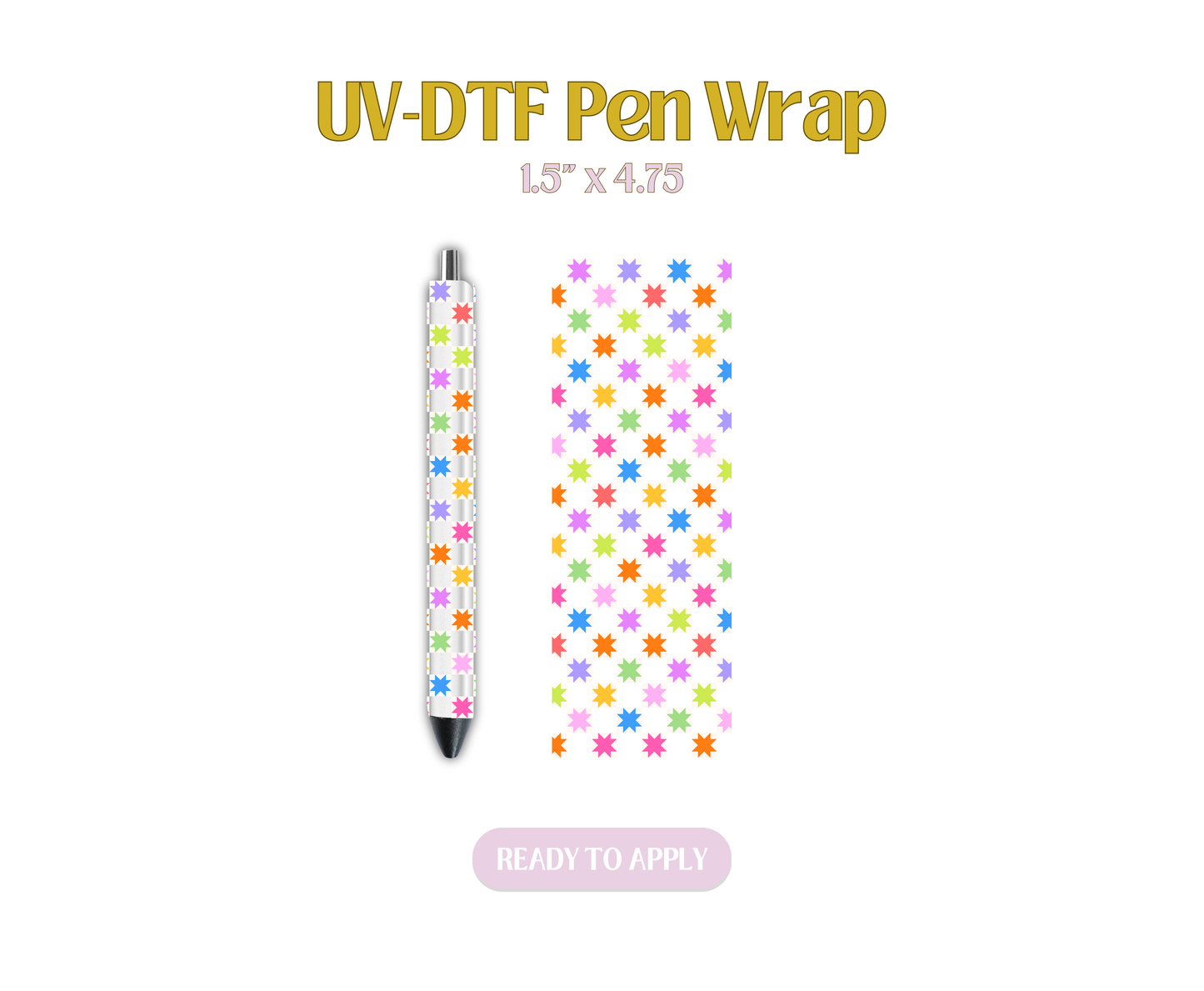 Retro Quilt Checkered Colorful UV-DTF Pen Wraps