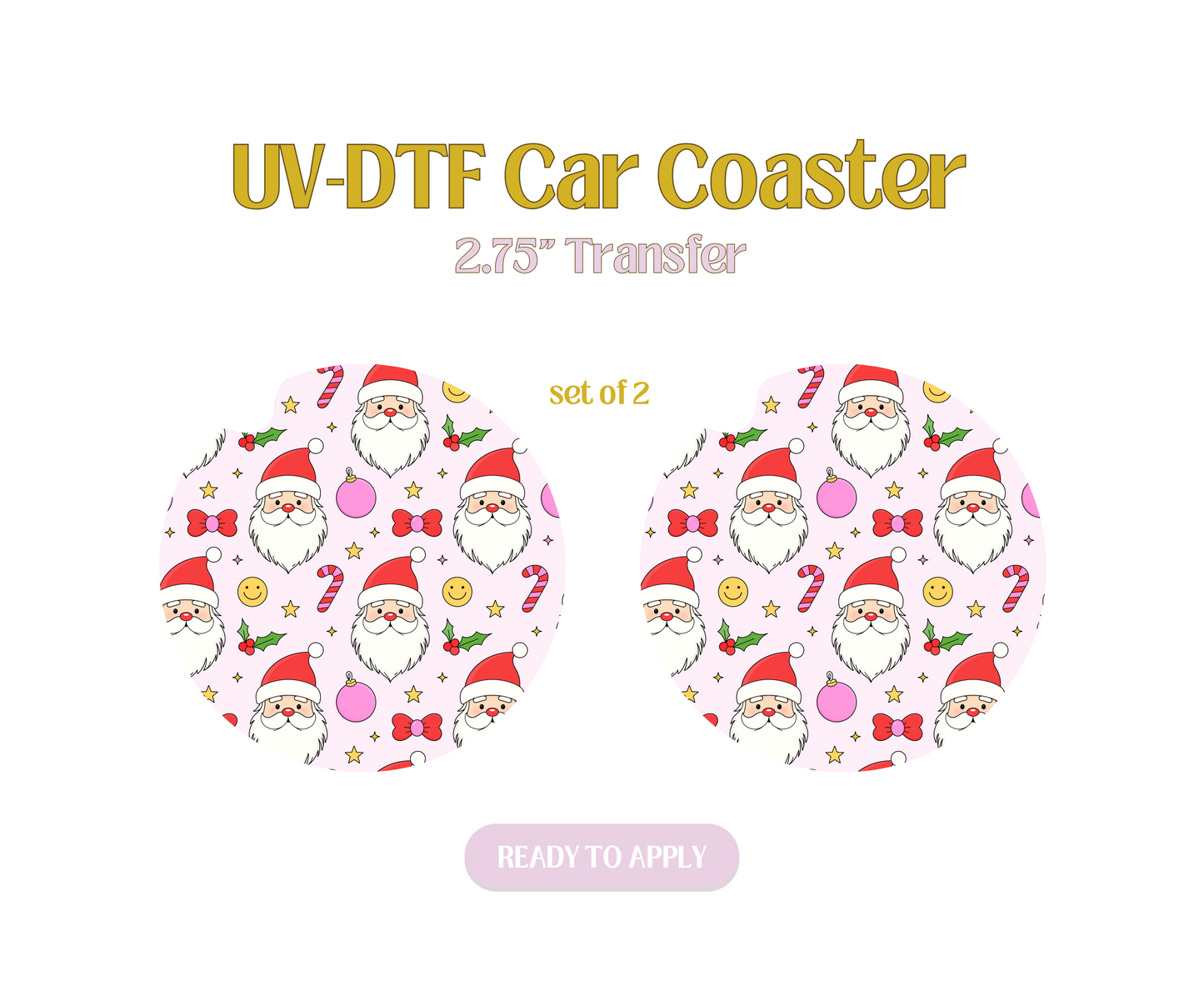 Retro Santa UV-DTF Car Coaster