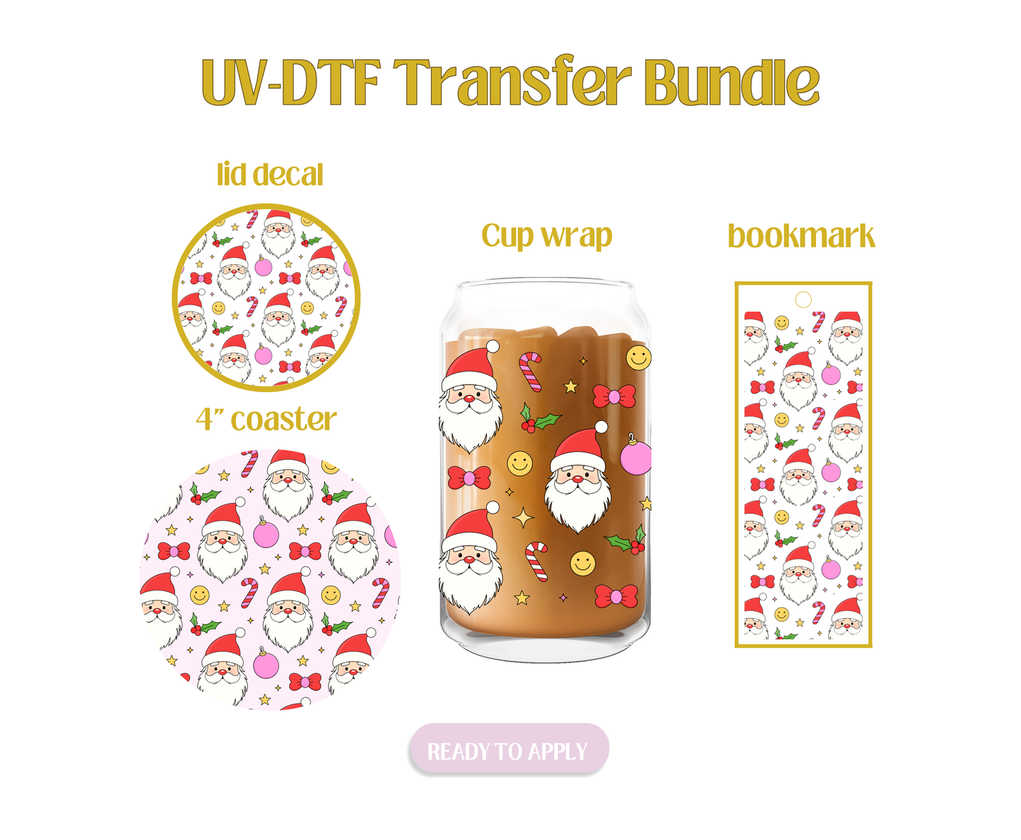 Retro Santa UV-DTF Transfer Bundle