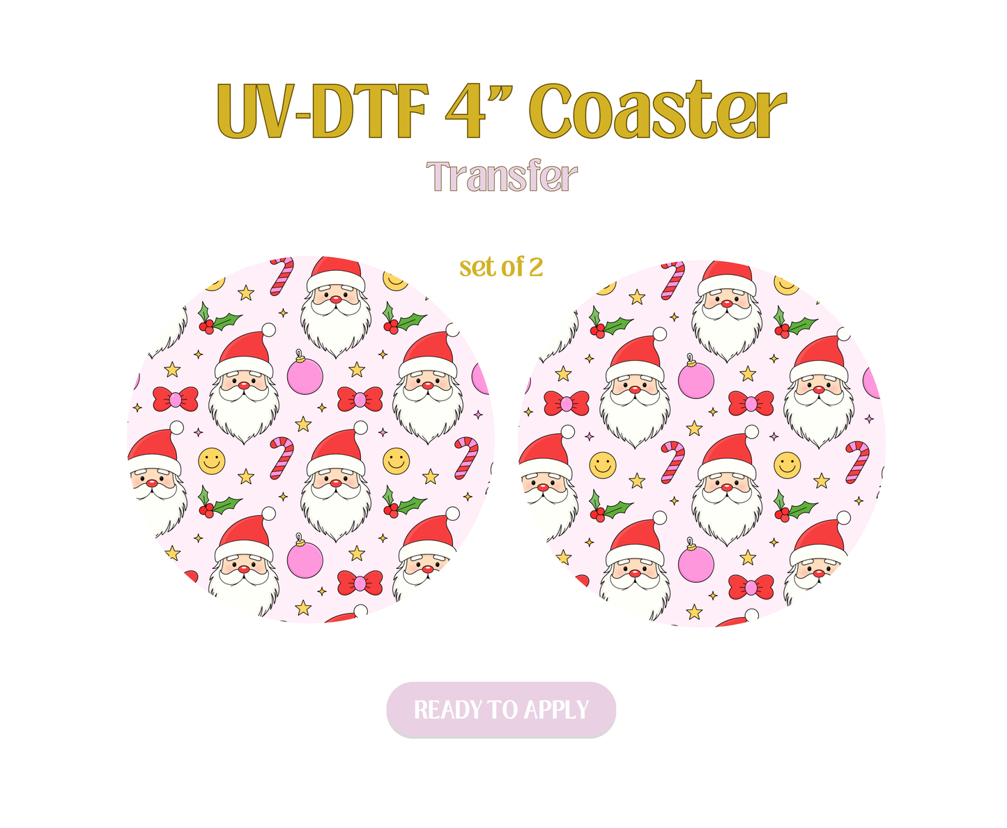 Retro Santa UV-DTF 4" Coaster