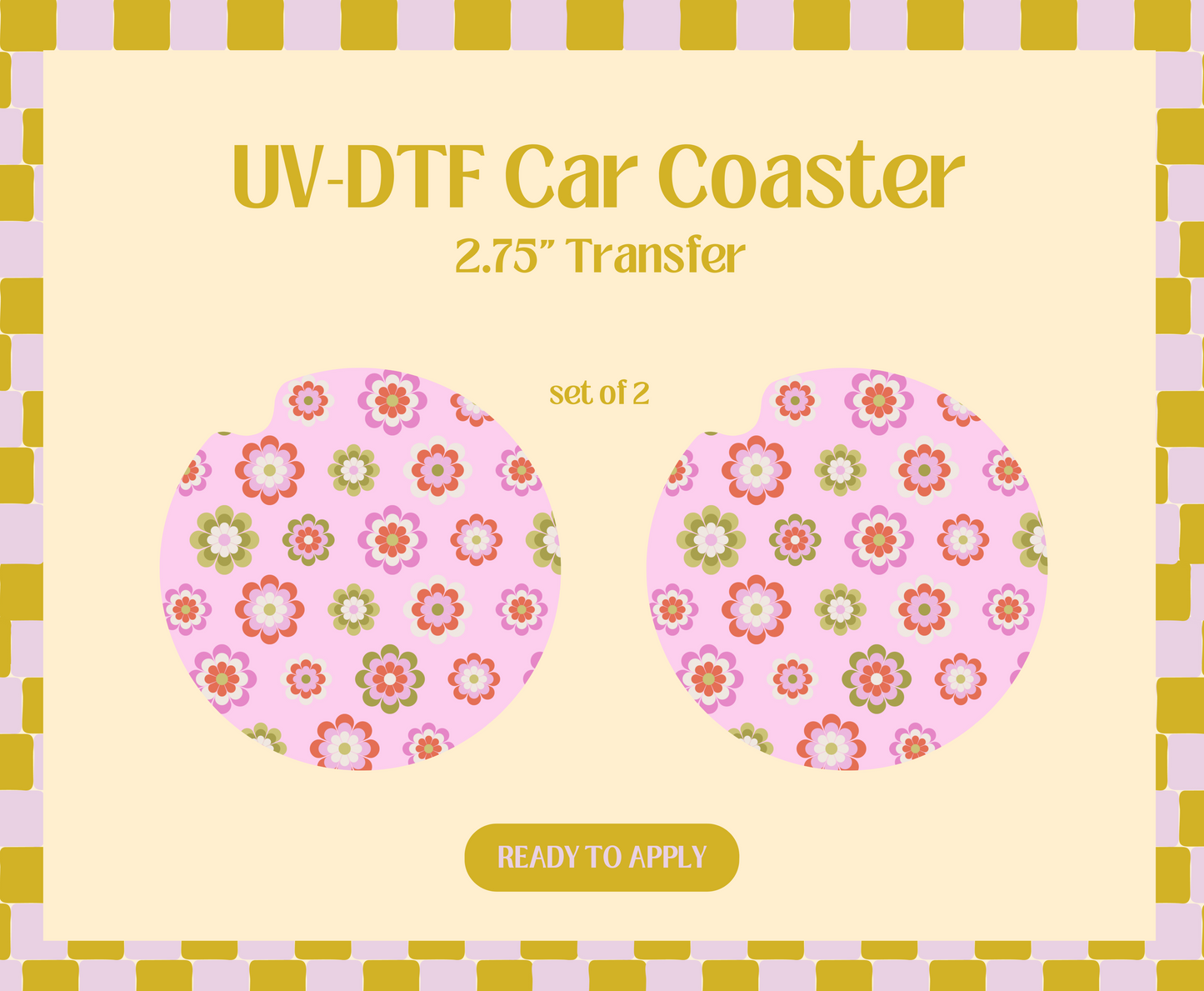 Retro Spring Flowers UV-DTF Car Coaster