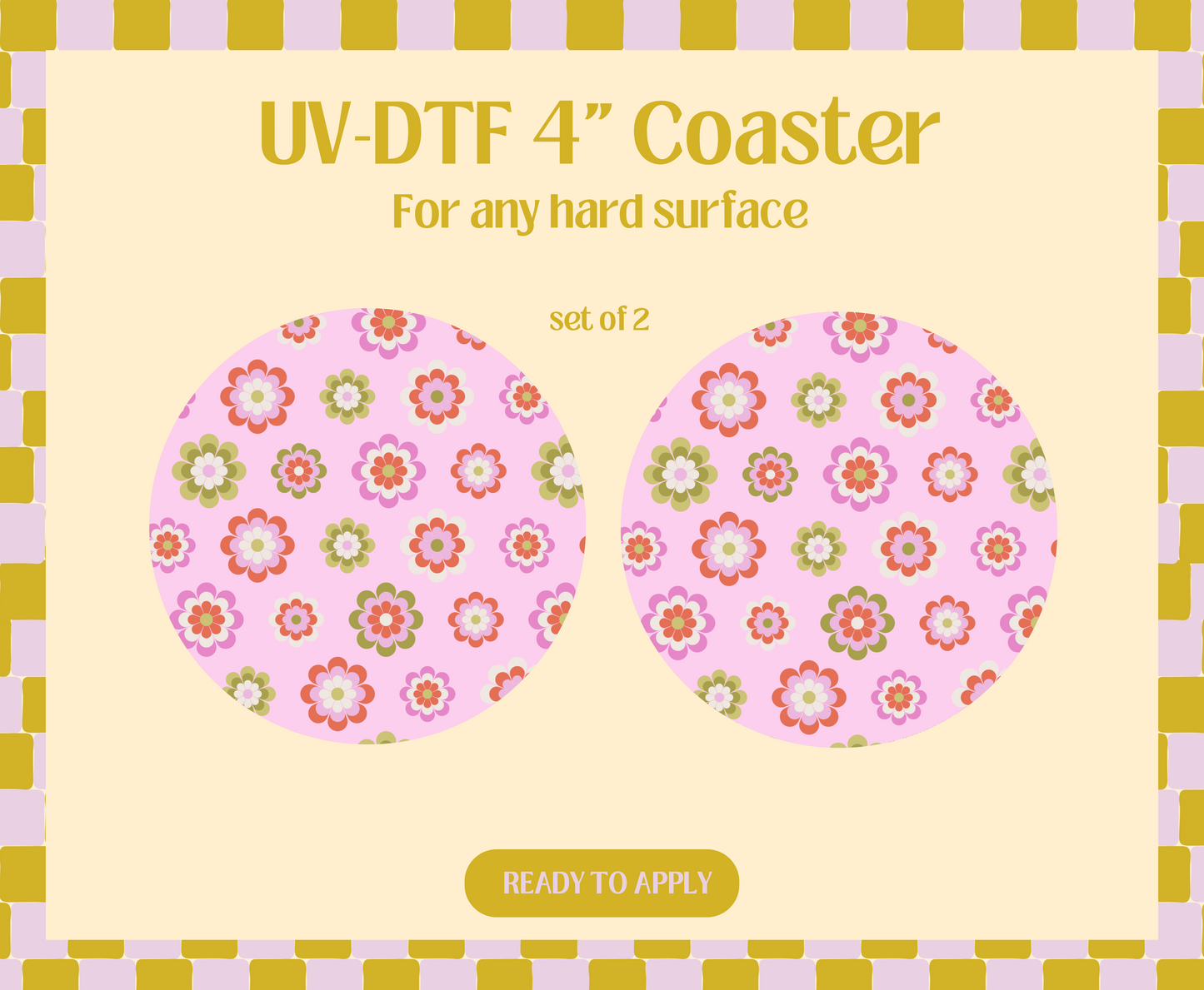 Retro Spring Flowers UV-DTF 4" Coaster